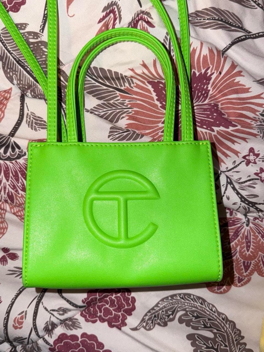Telfar Neon Green Mini Tote with Embossed Logo